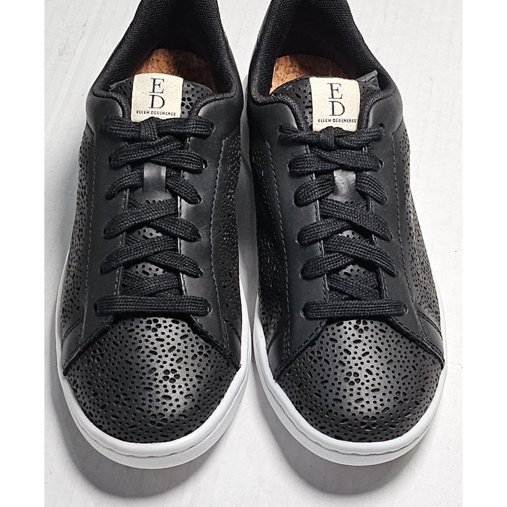 ED Ellen DeGeneres Chapert Black Perforated Sneakers Womens 5M ED-CHAPERF New